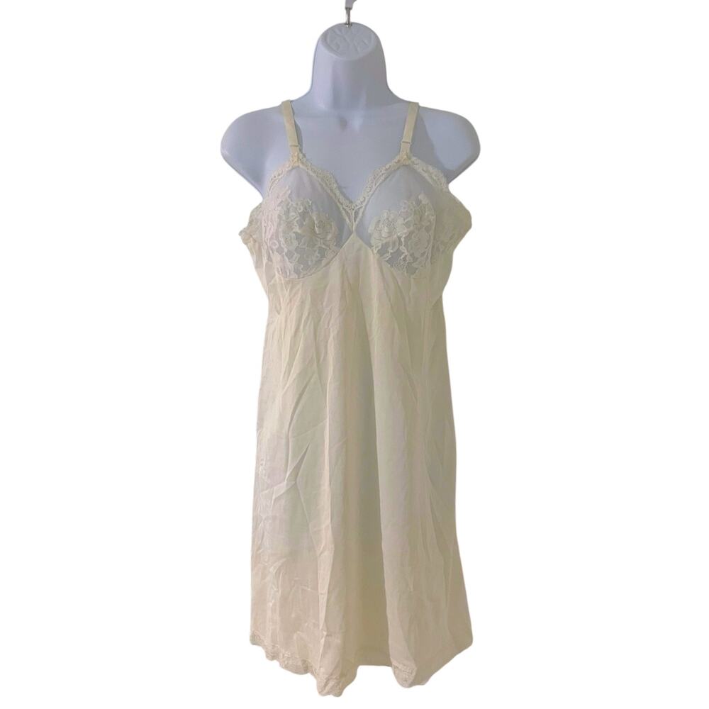 Vintage Ivory Nylon Full Slip Lace Gossard Artemis Women's Sz 36 Lingerie Dress
